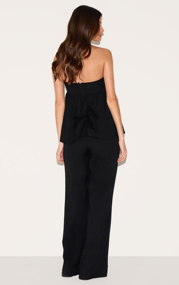 Black Bandeau Peplum Detail Jumpsuit Product Image