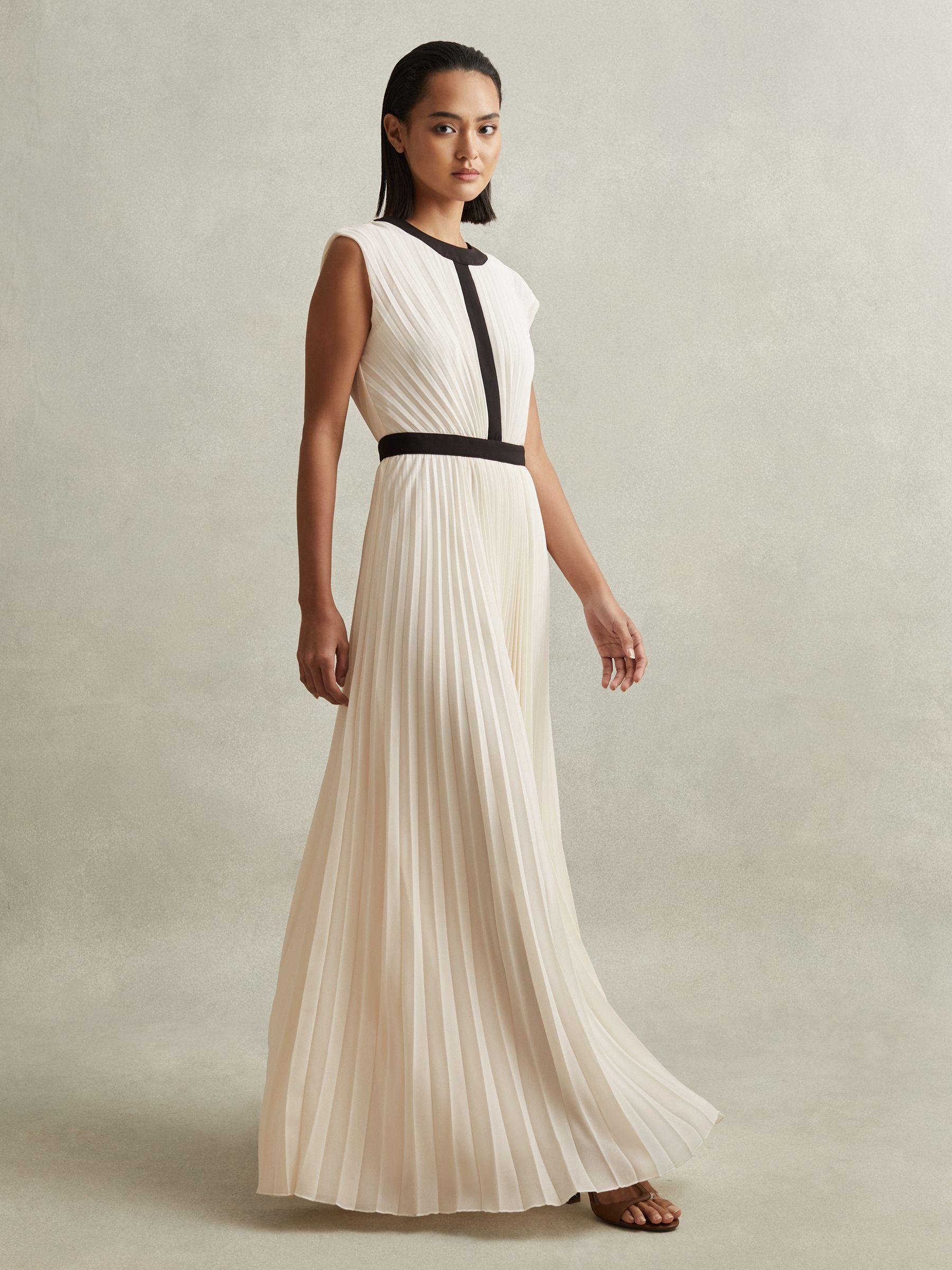 Pleated Maxi Dress in White Product Image