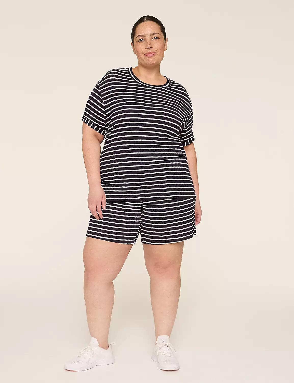 LIVI Short-Sleeve Textured Knit Top Product Image