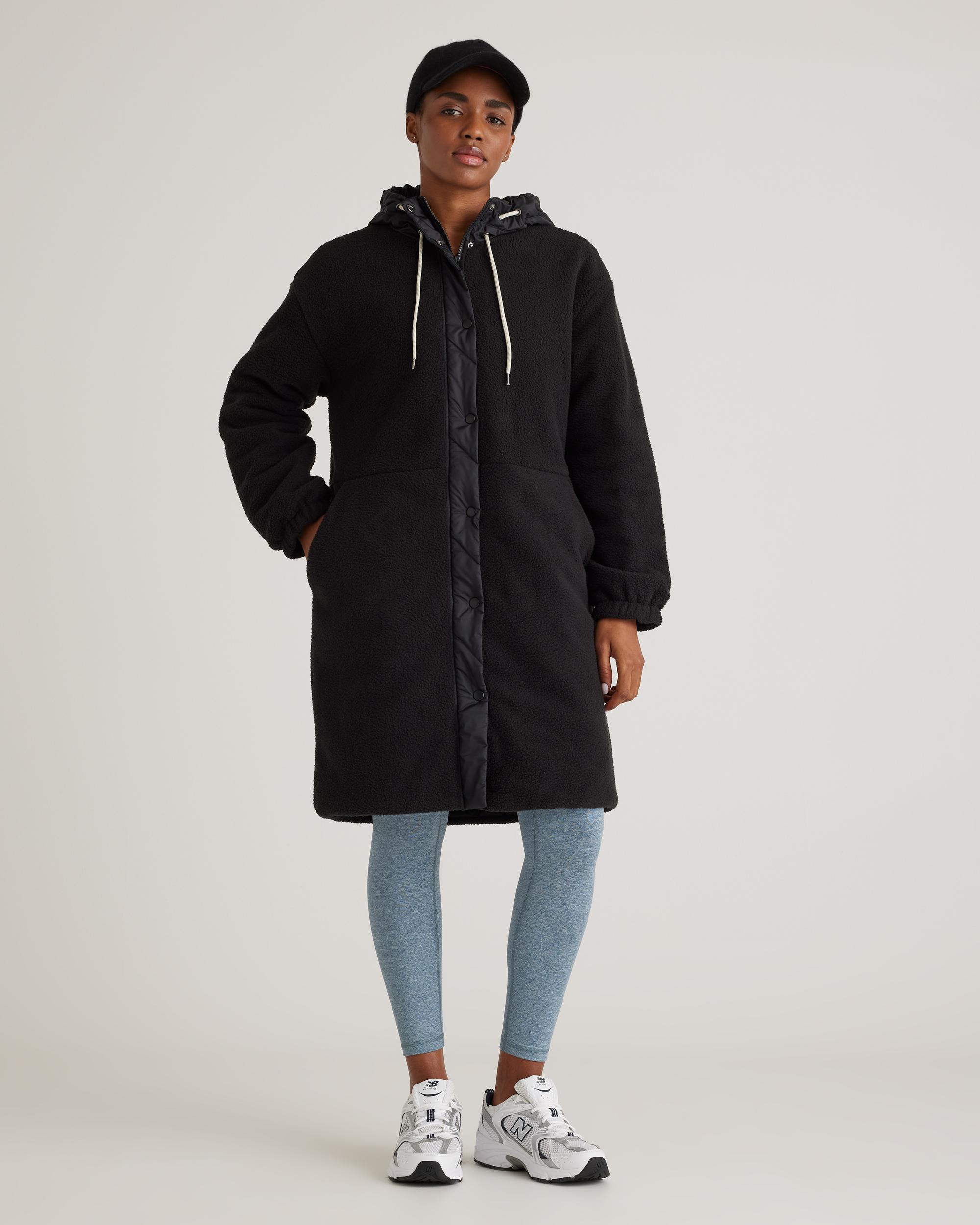 Quince | Women's Long Hooded Sherpa Jacket Size XS, 100% Polyester Product Image