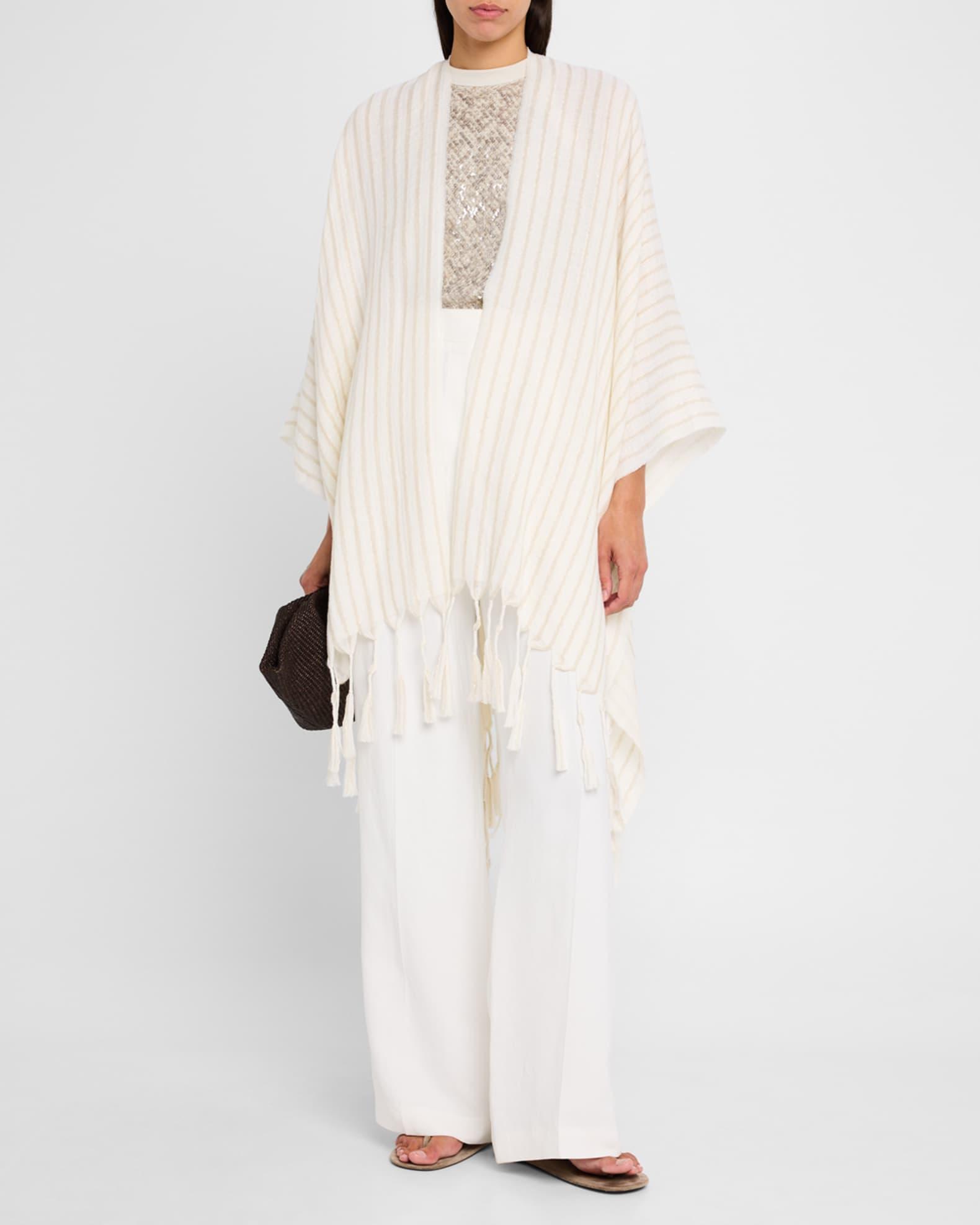 Tassel Metallic Wool Poncho Product Image