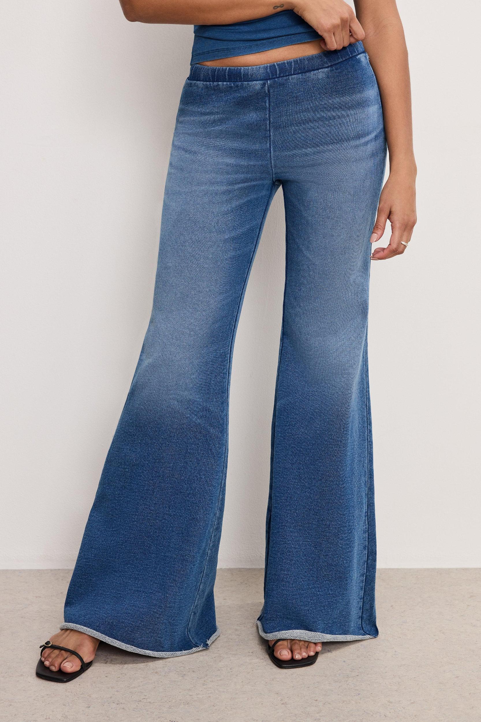 JEANIUS PULL ON FLARE LEGGINGS | INDIGO900 Product Image