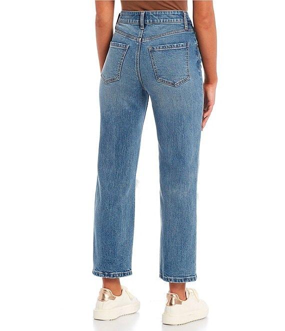 High Rise Ankle Crop Straight Jeans Product Image