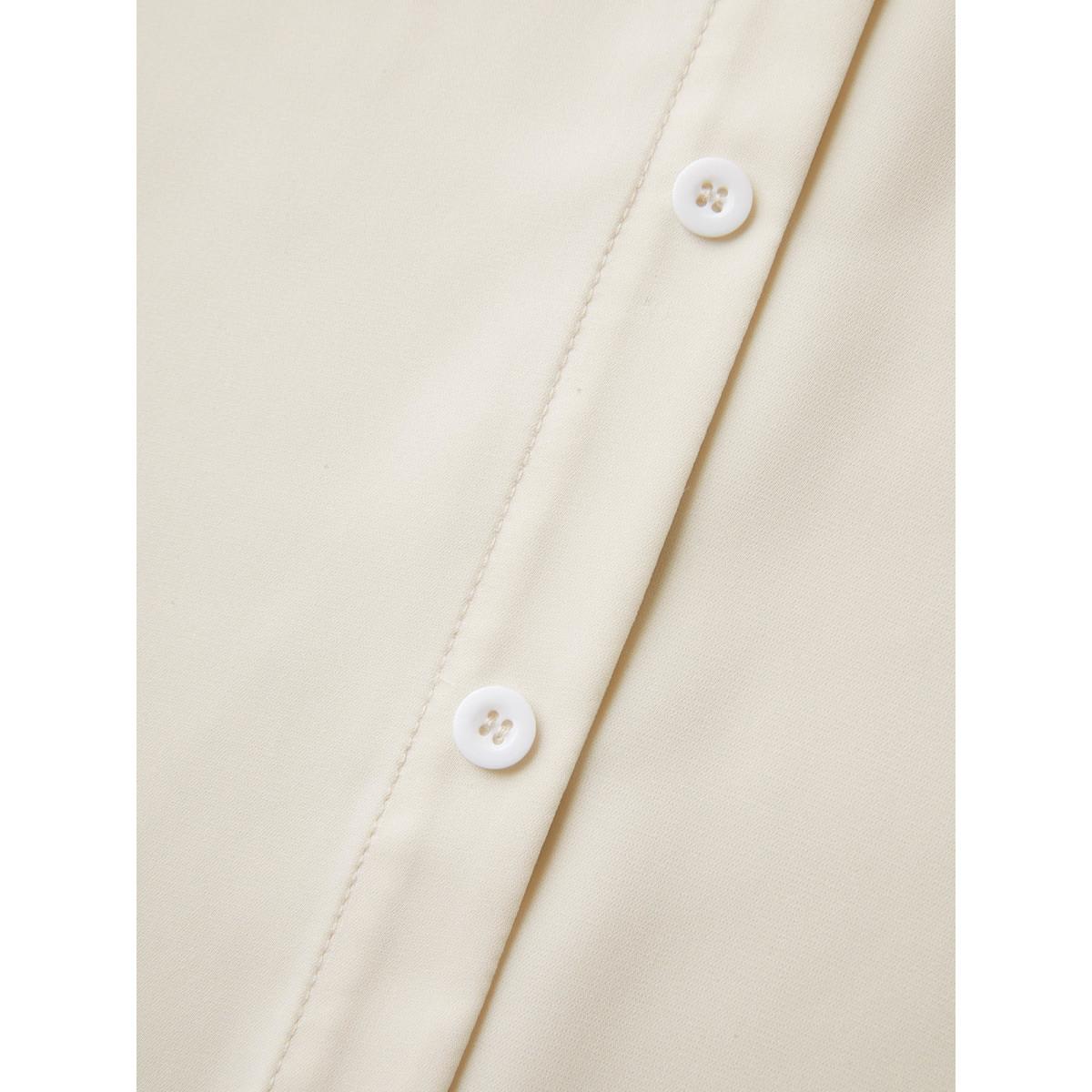 Plus Size Button Placket Collar Tank Top Women Beige Button Shirt collar Work Tank Tops Camis BloomChic 10/M Product Image