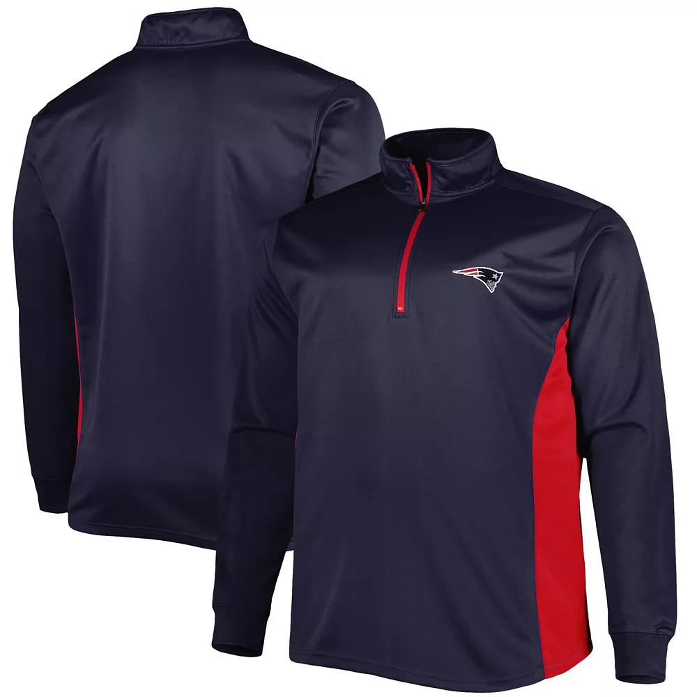 Men's Navy New England Patriots Big & Tall Quarter-Zip Top, Size: 3XLT, Blue Product Image