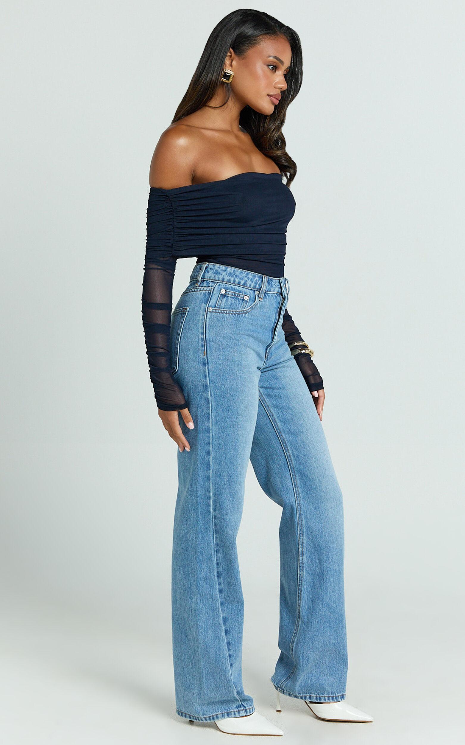 Abbie Jeans - Mid Rise Straight Leg Recycled Denim Jeans in Mid Blue Wash Product Image