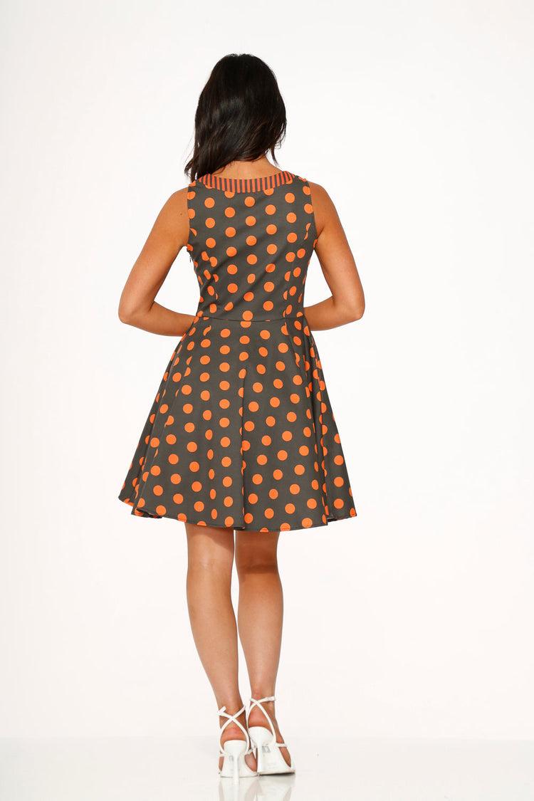 Orange Polka Dot Swing Mini Dress Product Image