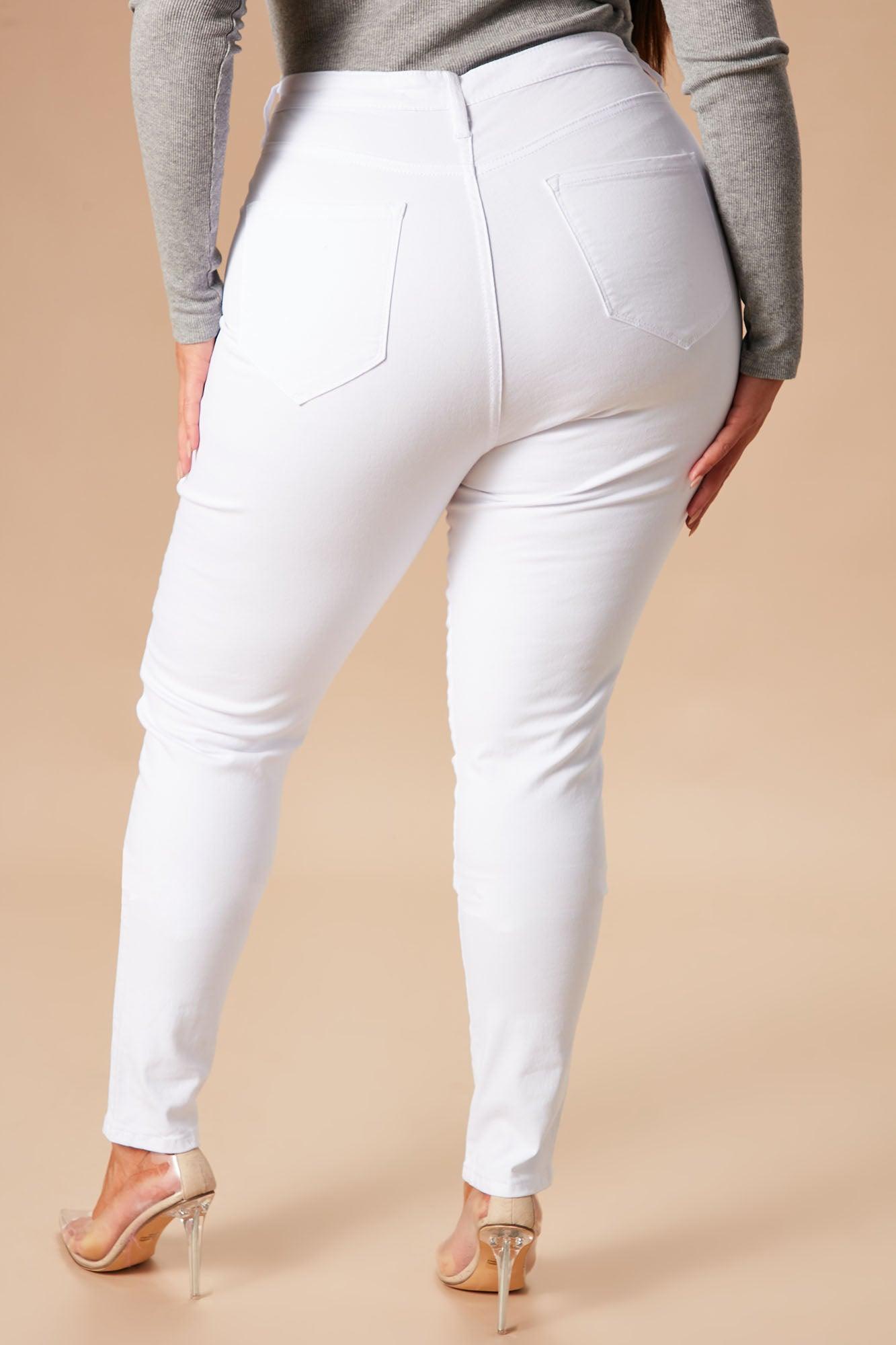 Classic High Waist Skinny Jeans - White Product Image
