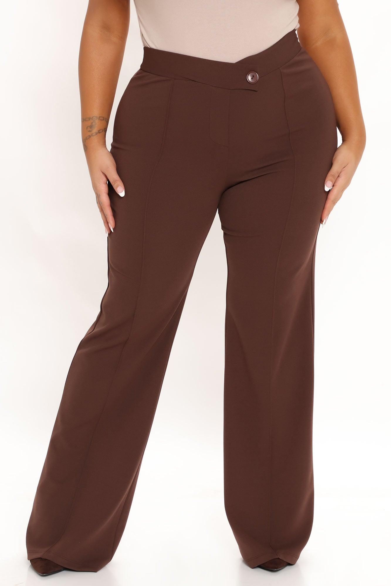 Call It Even Wide Leg Dress Pants - Chocolate Product Image