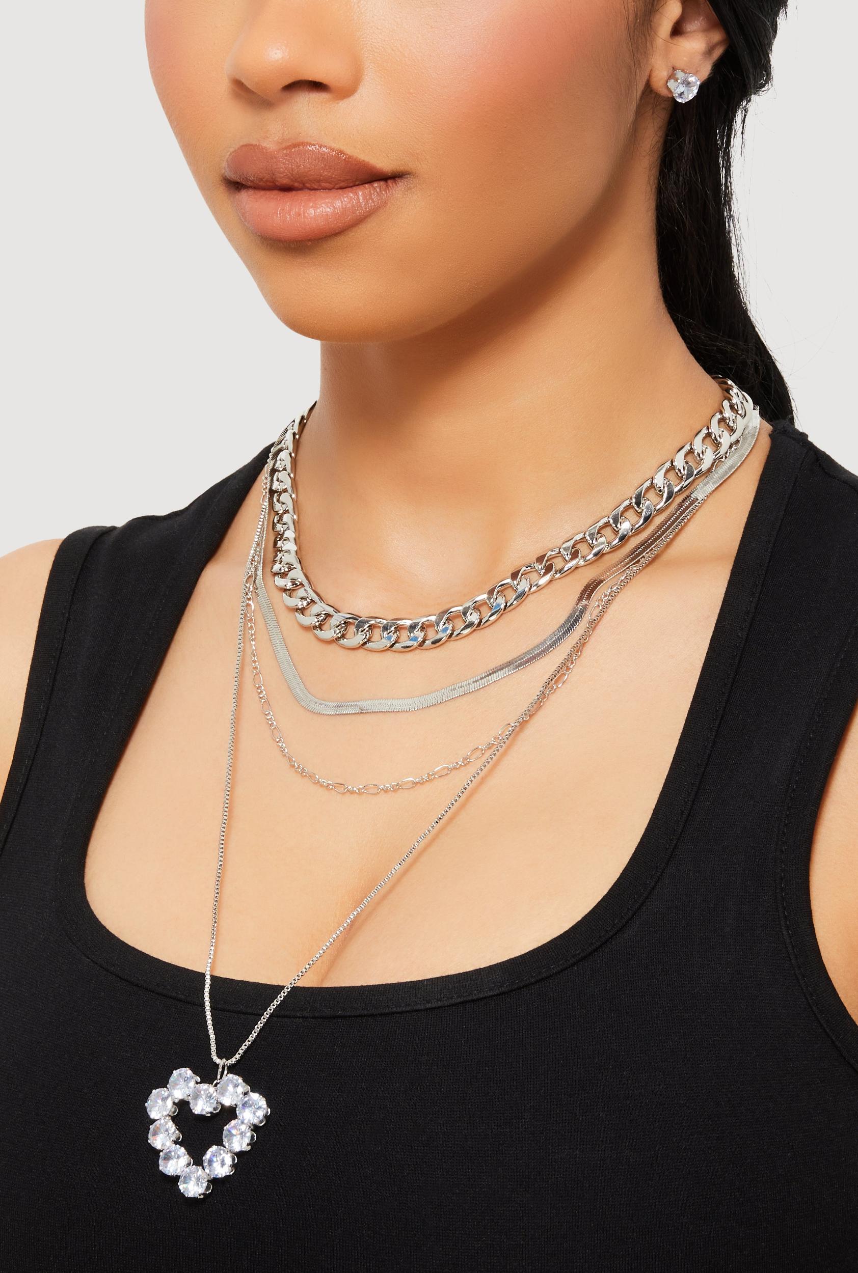 Layered Rhinestone Bracelet and Rings Set Unisex Product Image