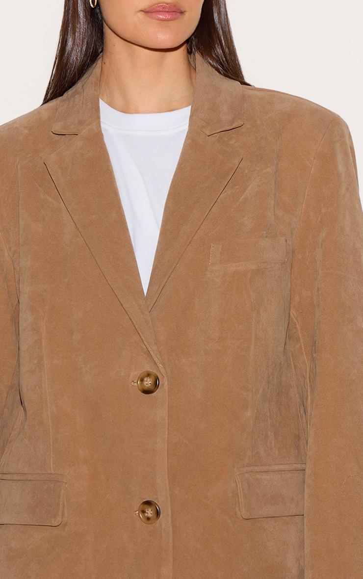 Tan Faux Suede Longline Blazer Product Image