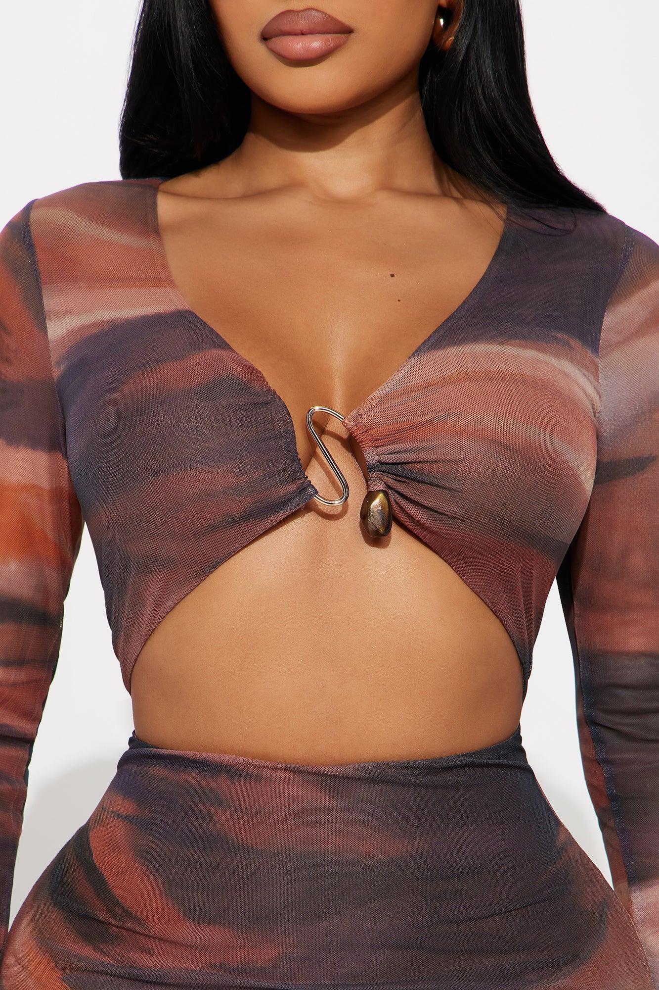 Stella Cut Out Maxi Dress  - Brown/combo Product Image