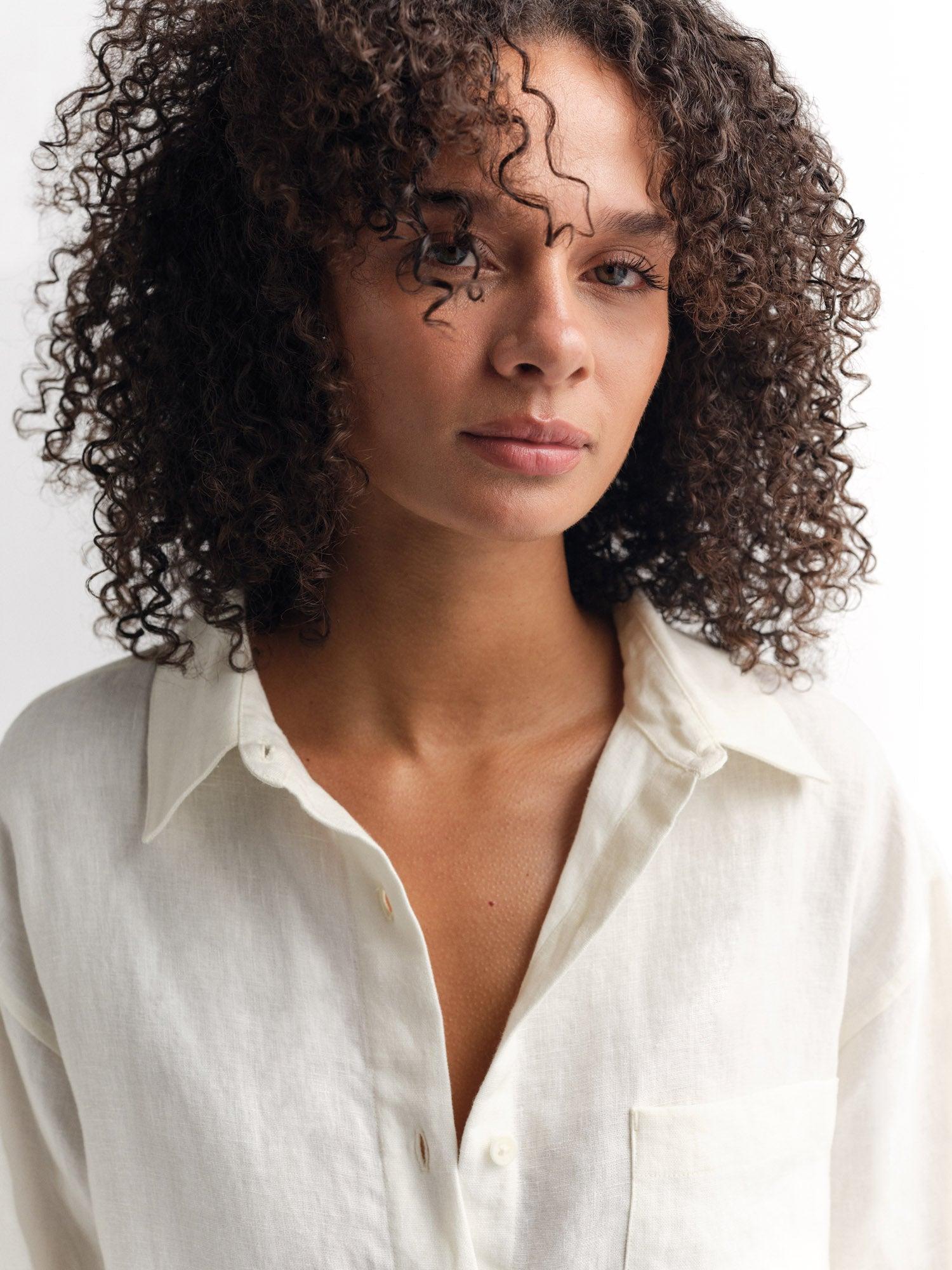Organic Linen Oversized Button Down Female Product Image