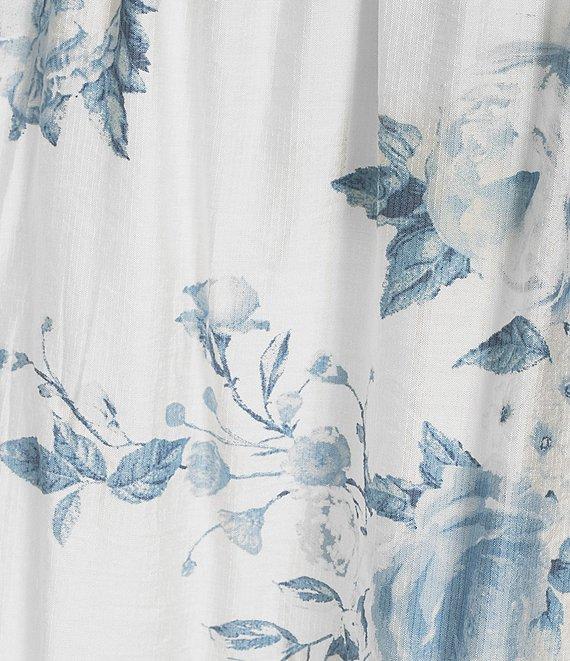 Blu Pepper Floral Print Short Puff Sleeve Babydoll Mini Dress Product Image