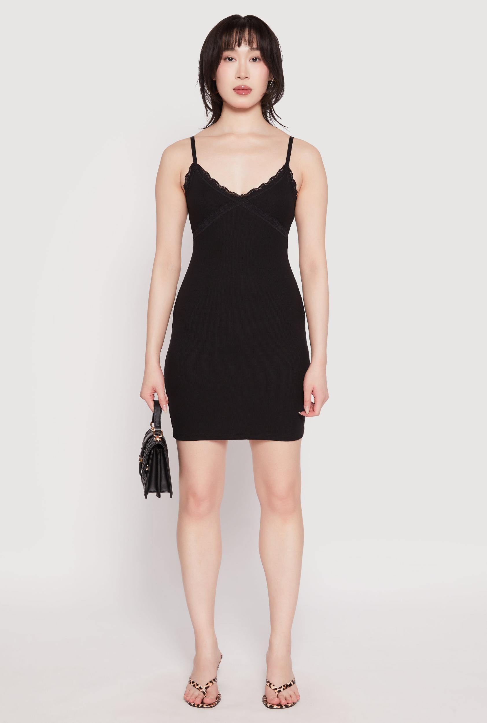 Womens Lace Trim Cami Mini Dress Product Image