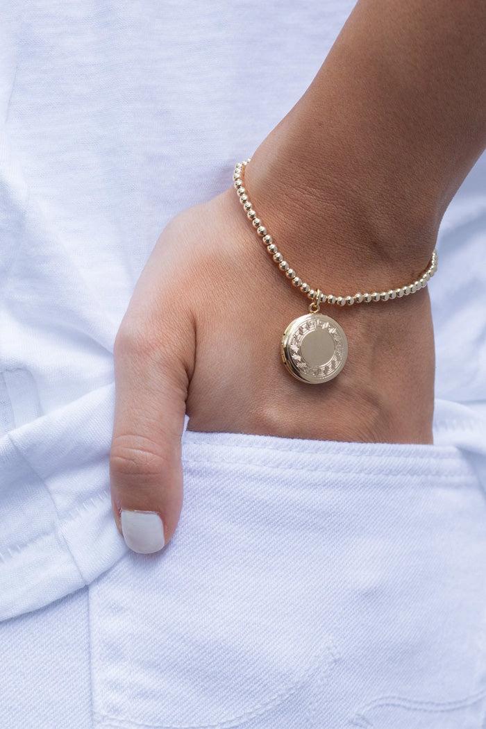Classic Gold 3MM Cherish Small Gold Locket Bracelet Product Image