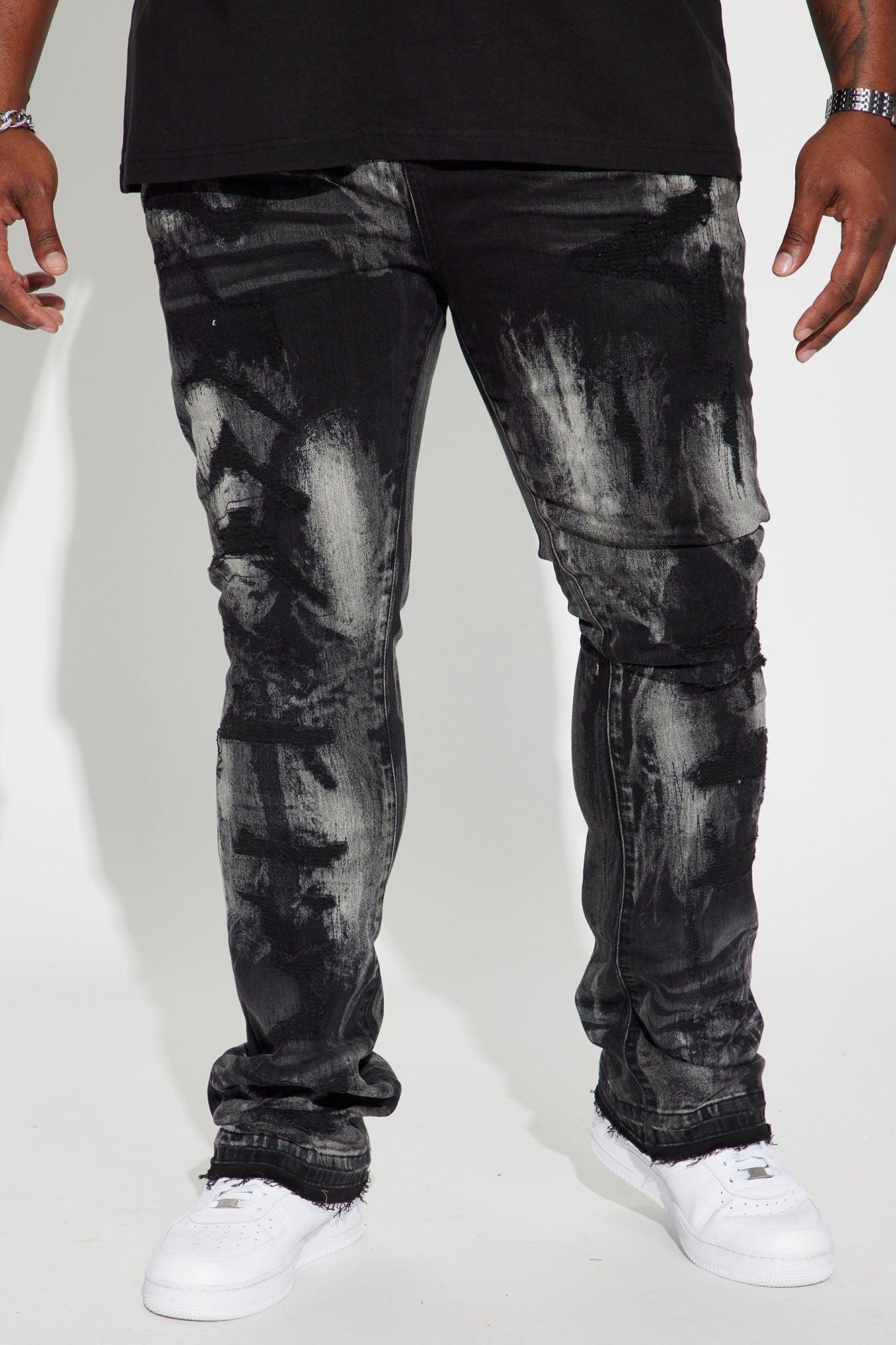 No Cap Stacked Skinny Flare Jeans - Black Wash Product Image