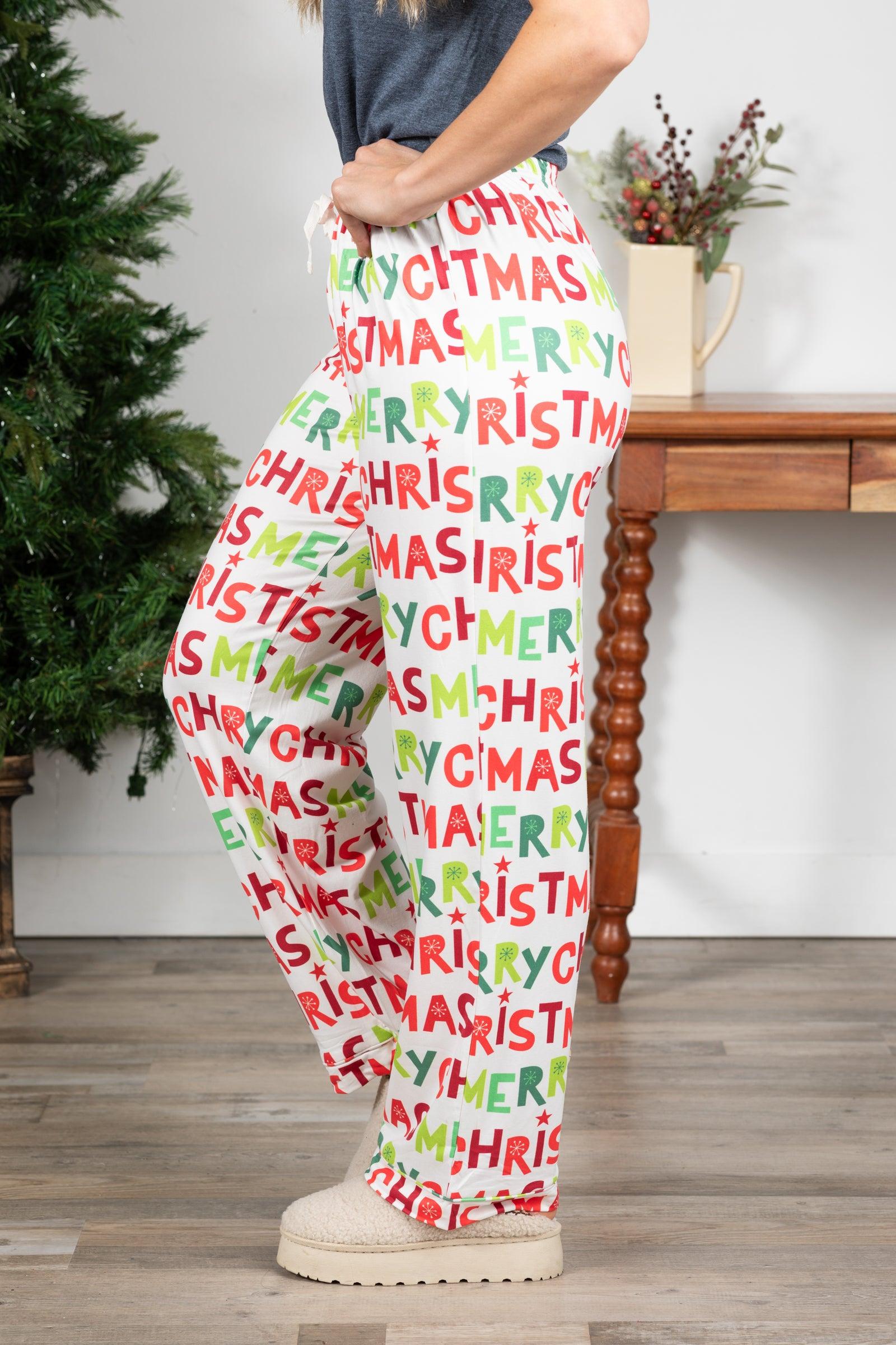 White Merry Christmas PJ Pants Product Image