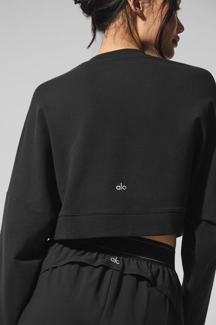Cropped Sway Crew Neck Pullover - Black Female Product Image