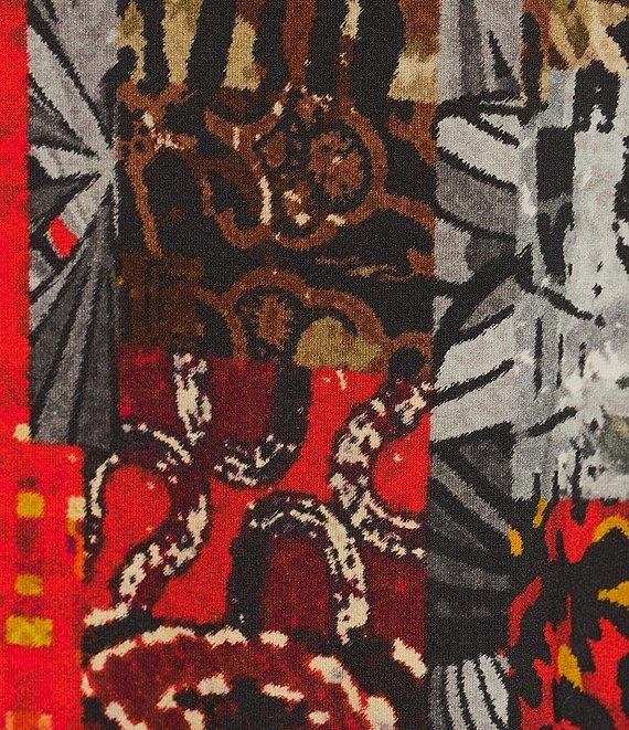 Ali Miles Paisley Animal Floral Print Round Neck 3/4 Ruffle Sleeve Tunic Product Image