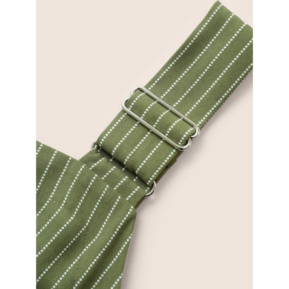 Plus Size Moss Striped Belted Elastic Waist Adjustable Straps Jumpsuit Women Casual Sleeveless Non Everyday Loose Jumpsuits BloomChic 28/5X Product Image