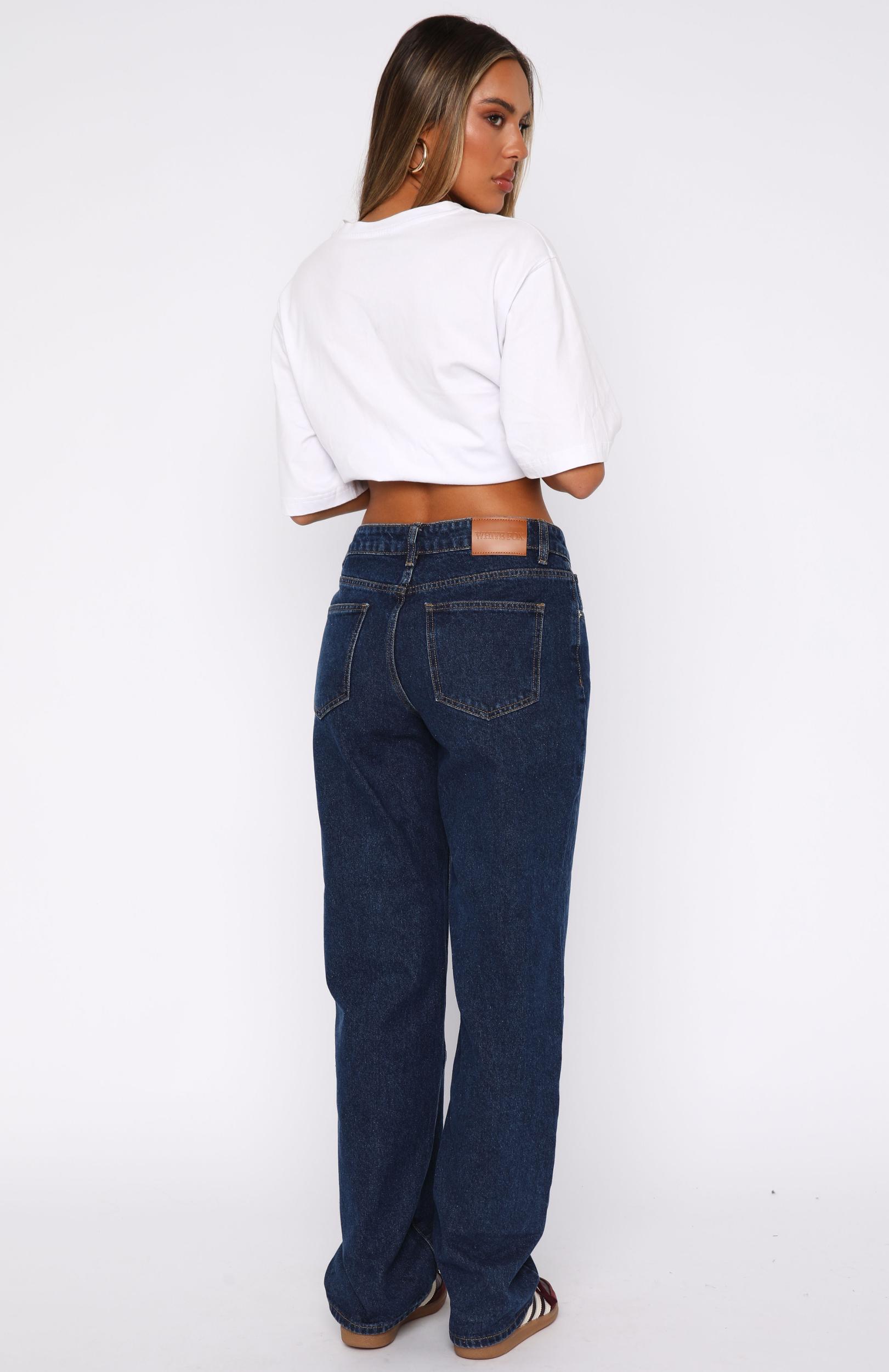 Zara Mid Rise Straight Leg Jeans Dark Blue Product Image
