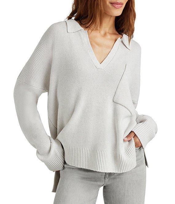 Splendid Kristen Knit Collared V-Neck Long Sleeve Polo Sweater Product Image