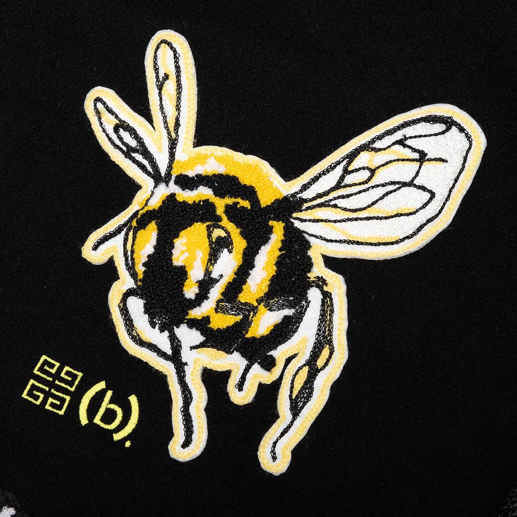 Wool and Leather Hooded Varsity Jacket - Black Male Product Image