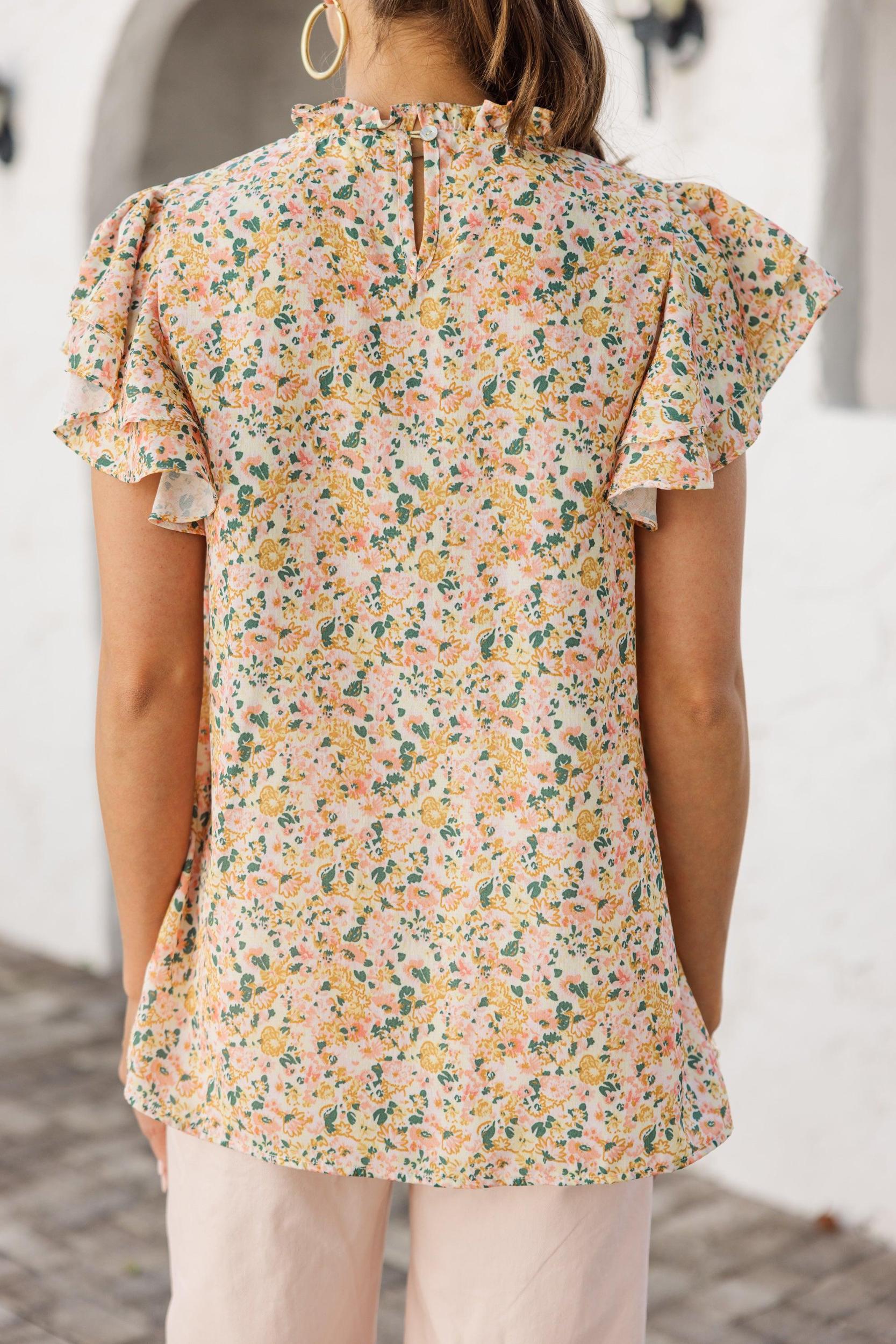 On Your Heart Yellow Ditsy Floral Blouse Female Product Image