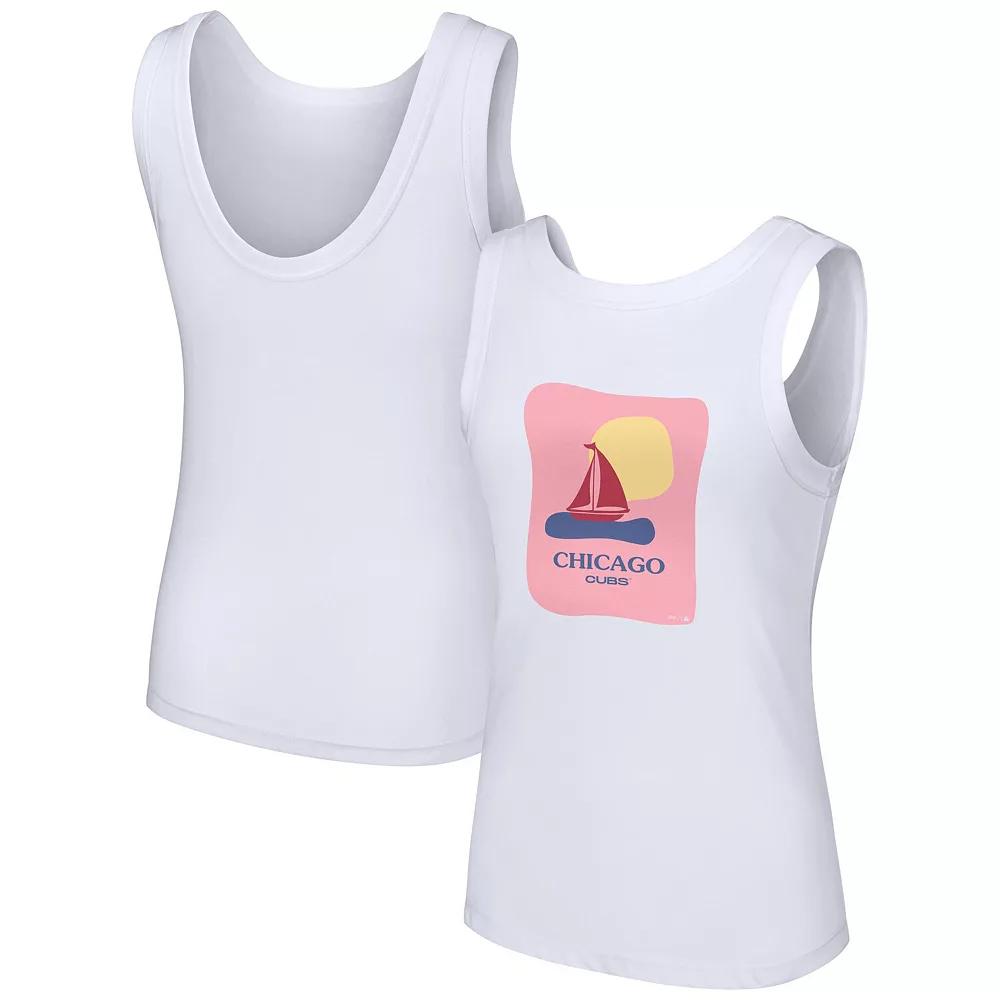 Women's Lusso Style White Chicago Cubs Lindy Tank Top,  Product Image