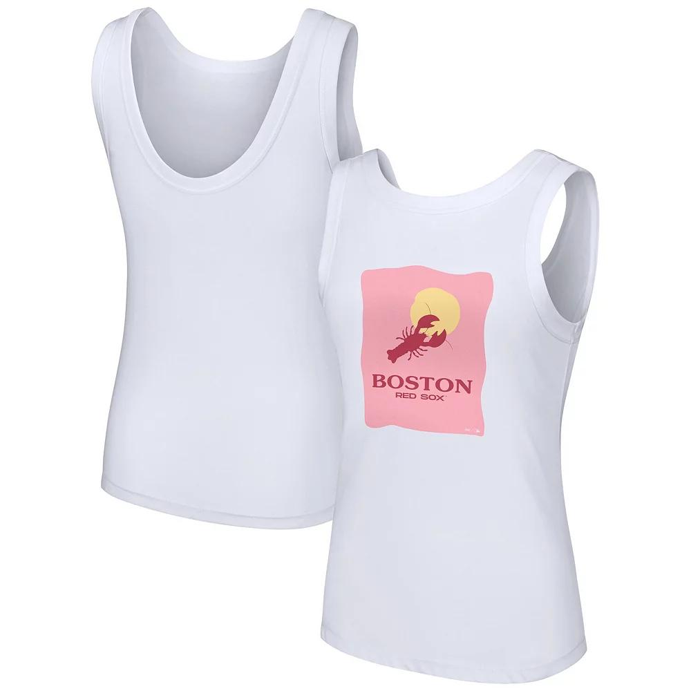 Women's Lusso Style White Boston Red Sox Lindy Tank Top,  Product Image