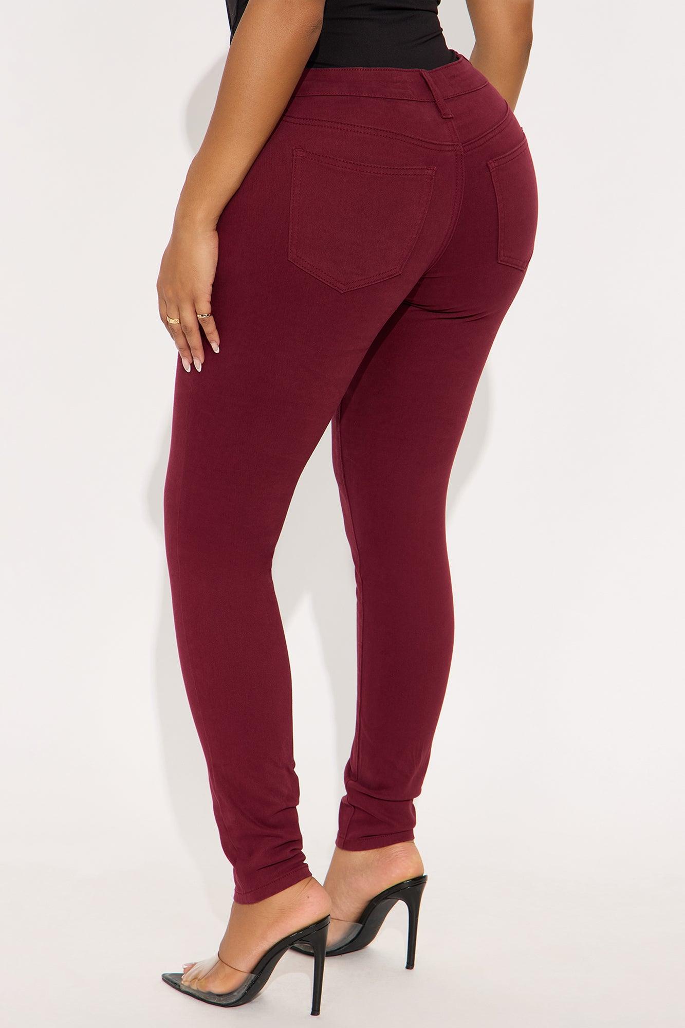 Skinny Uniform Pants - Burgundy Female Product Image