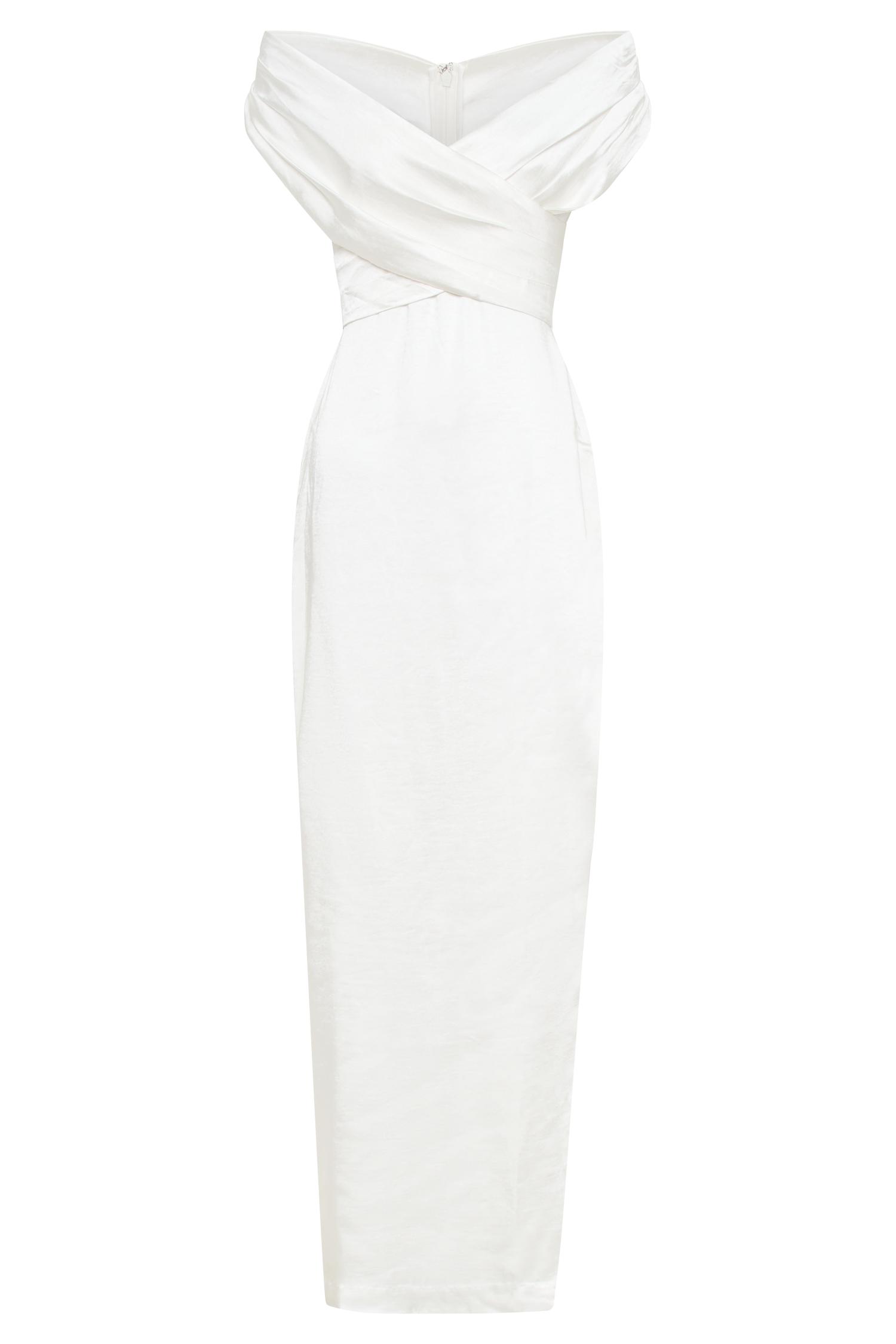 Harley Off Shoulder Satin Maxi Dress - Ivory Product Image