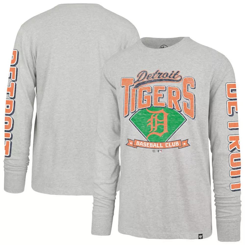 Men's '47 Gray Detroit Tigers Fair Ball Franklin Long Sleeve T-Shirt,  Product Image