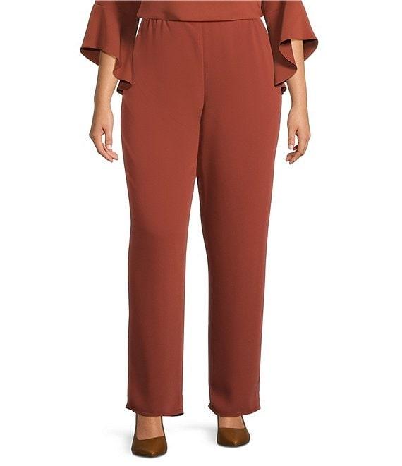 Caroline Rose Plus Size Matte Crepe Pull-On Straight Leg Pants Product Image