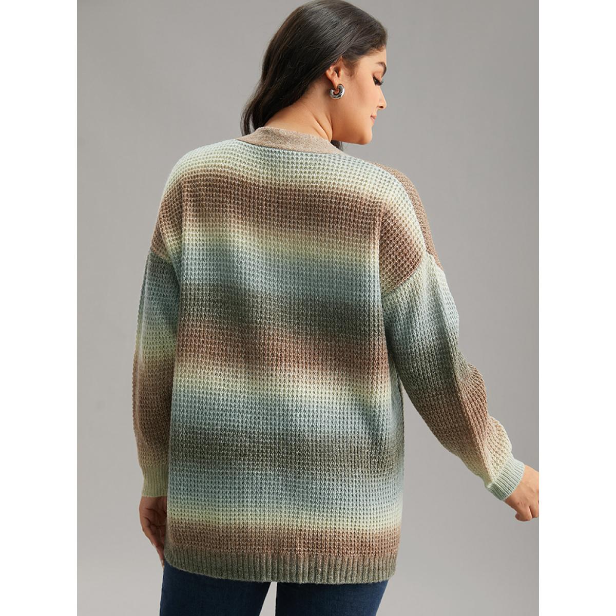 Plus Size Ombre Heather Button Fly Cardigan Multicolor Women Casual Loose Long Sleeve Dailywear Cardigans BloomChic 18-20/2X Product Image