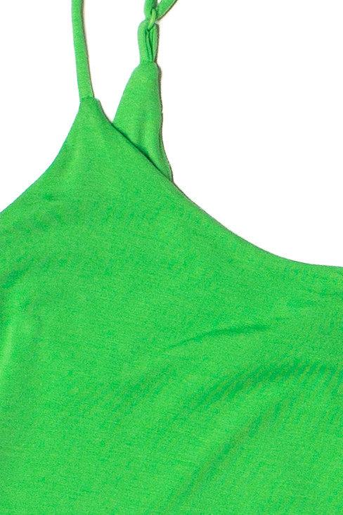 Bright Green Double Layer Cami Mini Dress Product Image