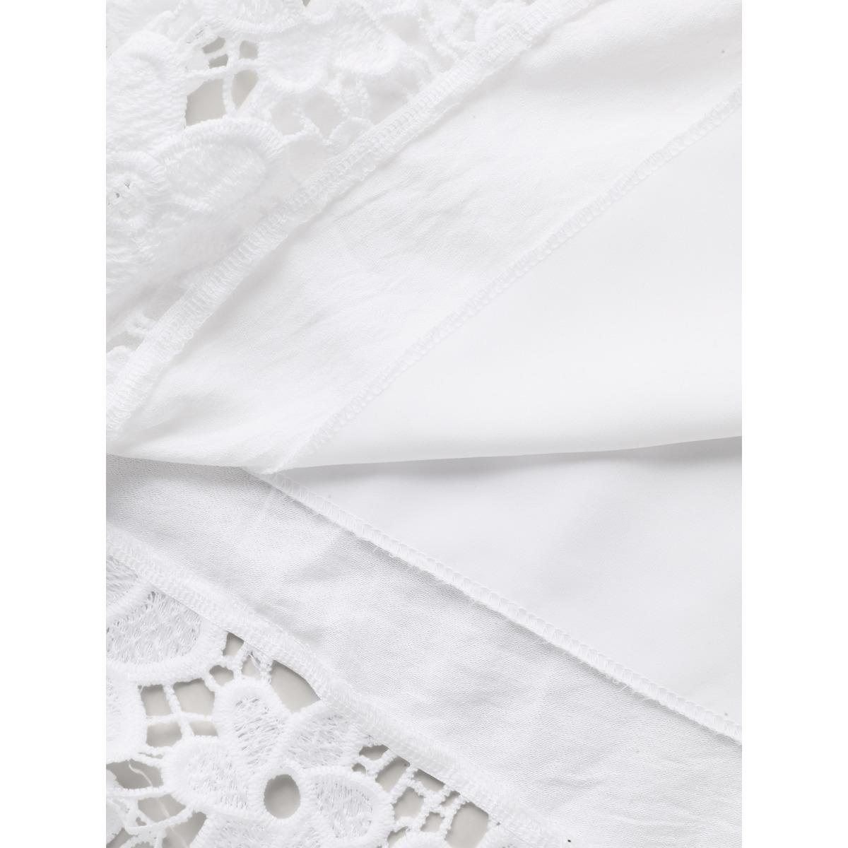 Plus Size Scalloped Lace Hem Halter Neck Midi Dress Originalwhite Women Round Neck Sleeveless Curvy BloomChic 28/5X Product Image