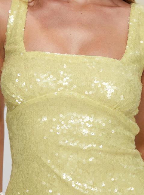 Dasha Mini Dress Yellow Sequin Product Image