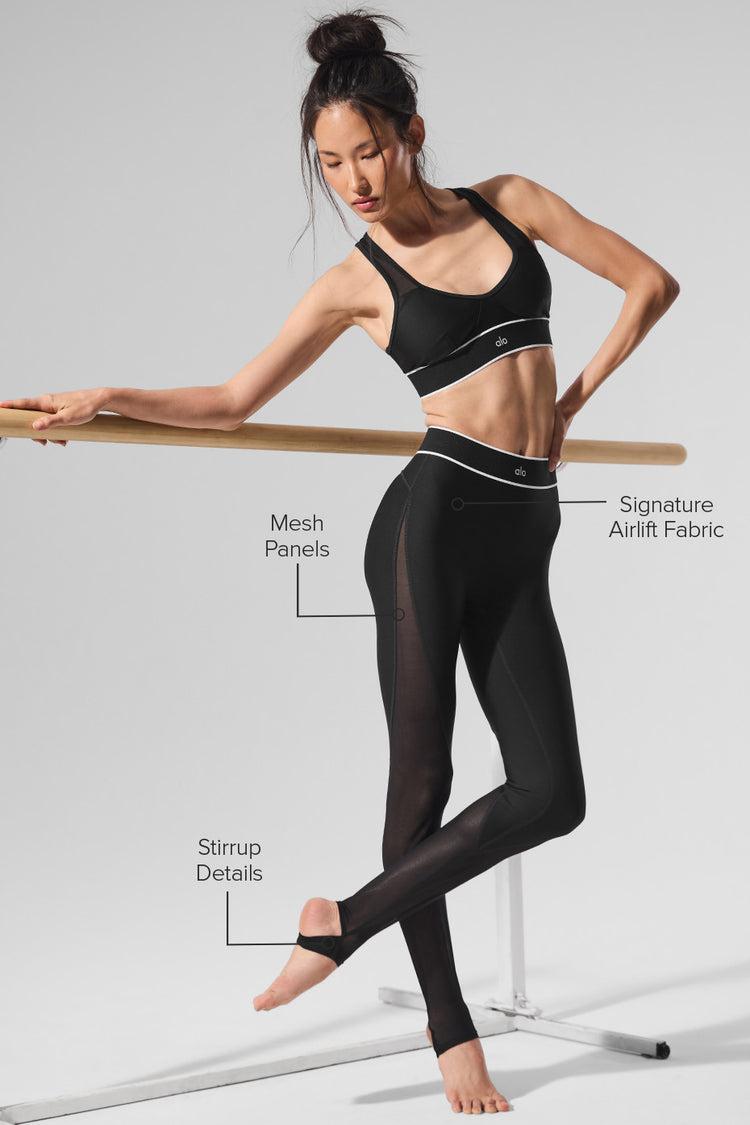 Airlift Mesh High-Waist Darling Stirrup Legging - Black Product Image