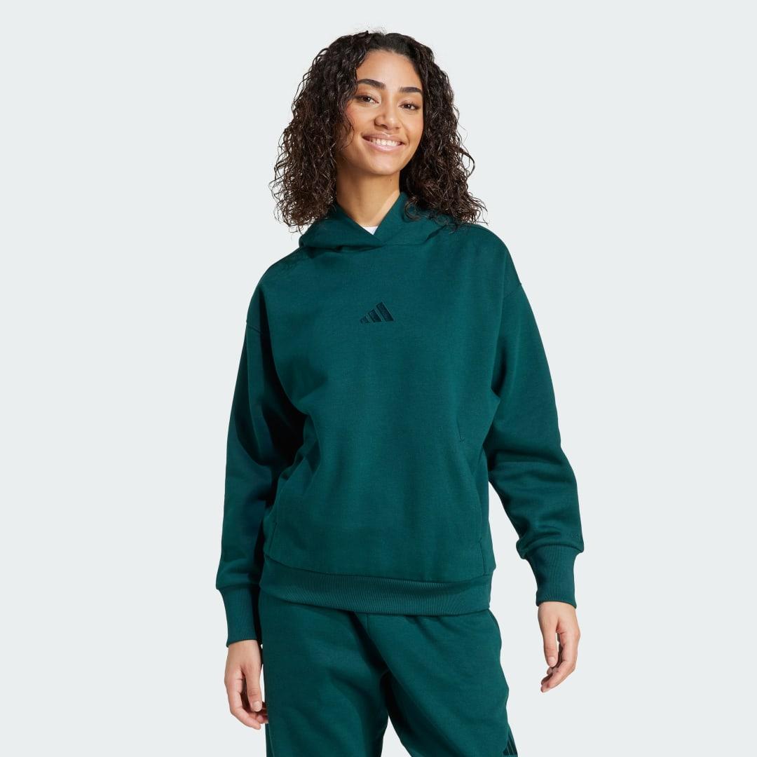 adidas ALL SZN Fleece Loose Hoodie Warm Sandstone XS Womens Product Image