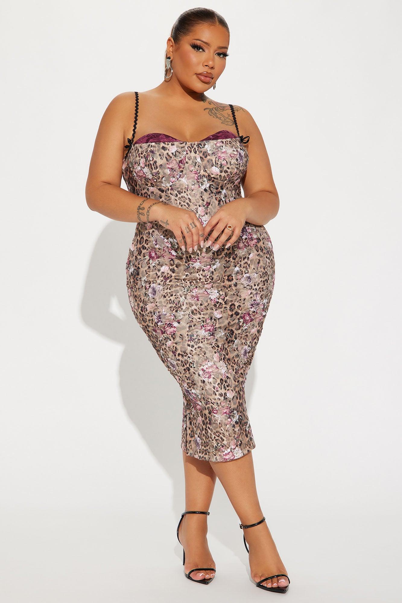 Sassy Lace Midi Dress - Leopard Product Image