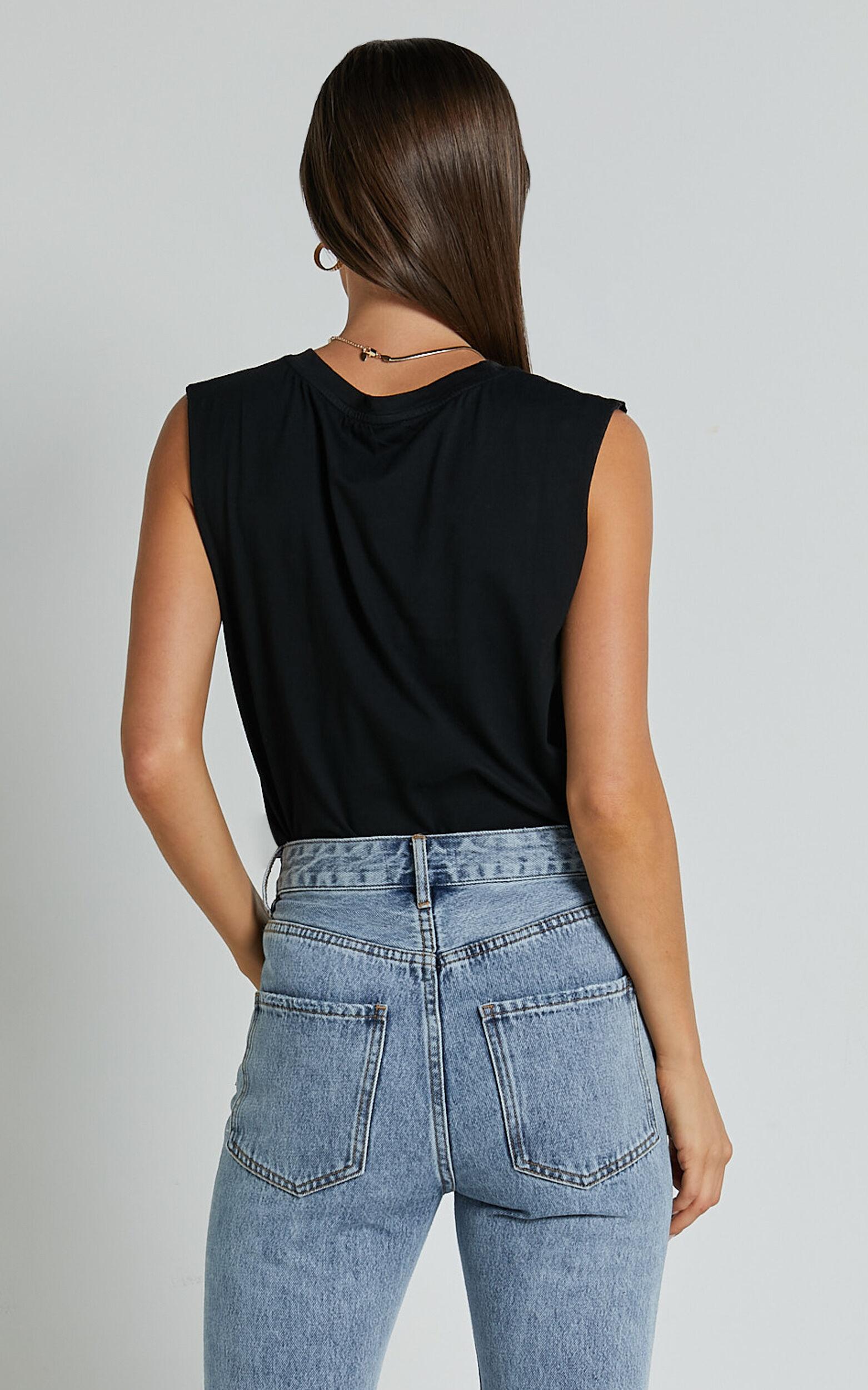 Gia Tee - High Neck Tshirt in Washed Black Product Image