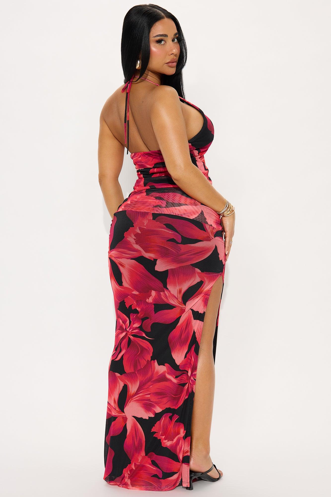 Late Nights In Cabo Maxi Skirt Set - Fuchsia/combo Product Image