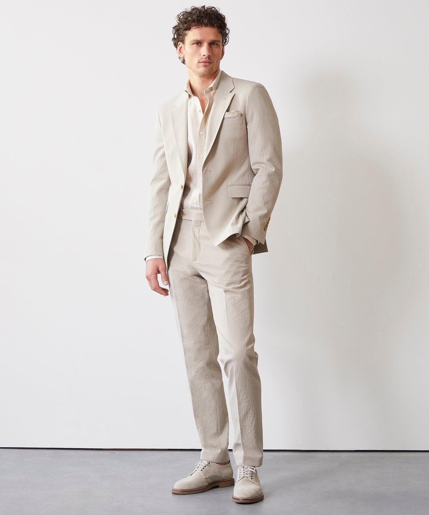 Italian Seersucker Sutton Jacket in Stone Product Image