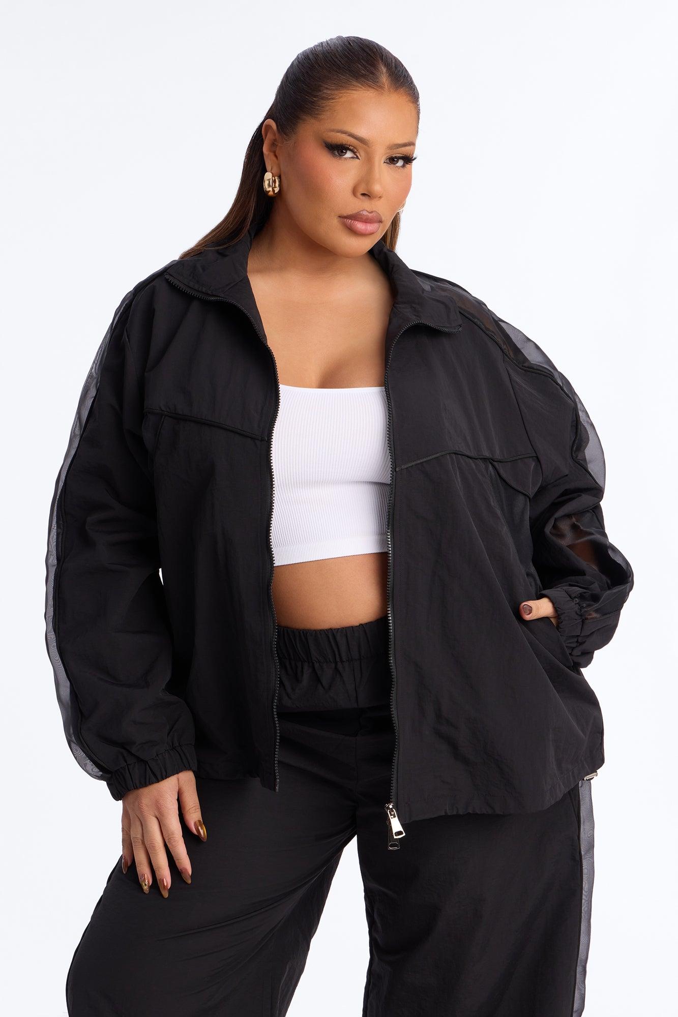 No Days Off Sheer Windbreaker Jacket - Black Female Product Image