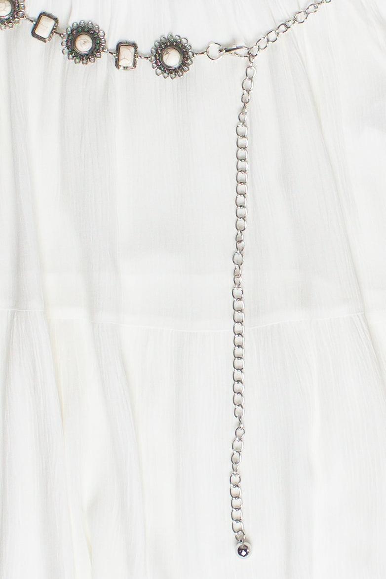 Stone Chain Belt Gauze Maxi Skirt Product Image