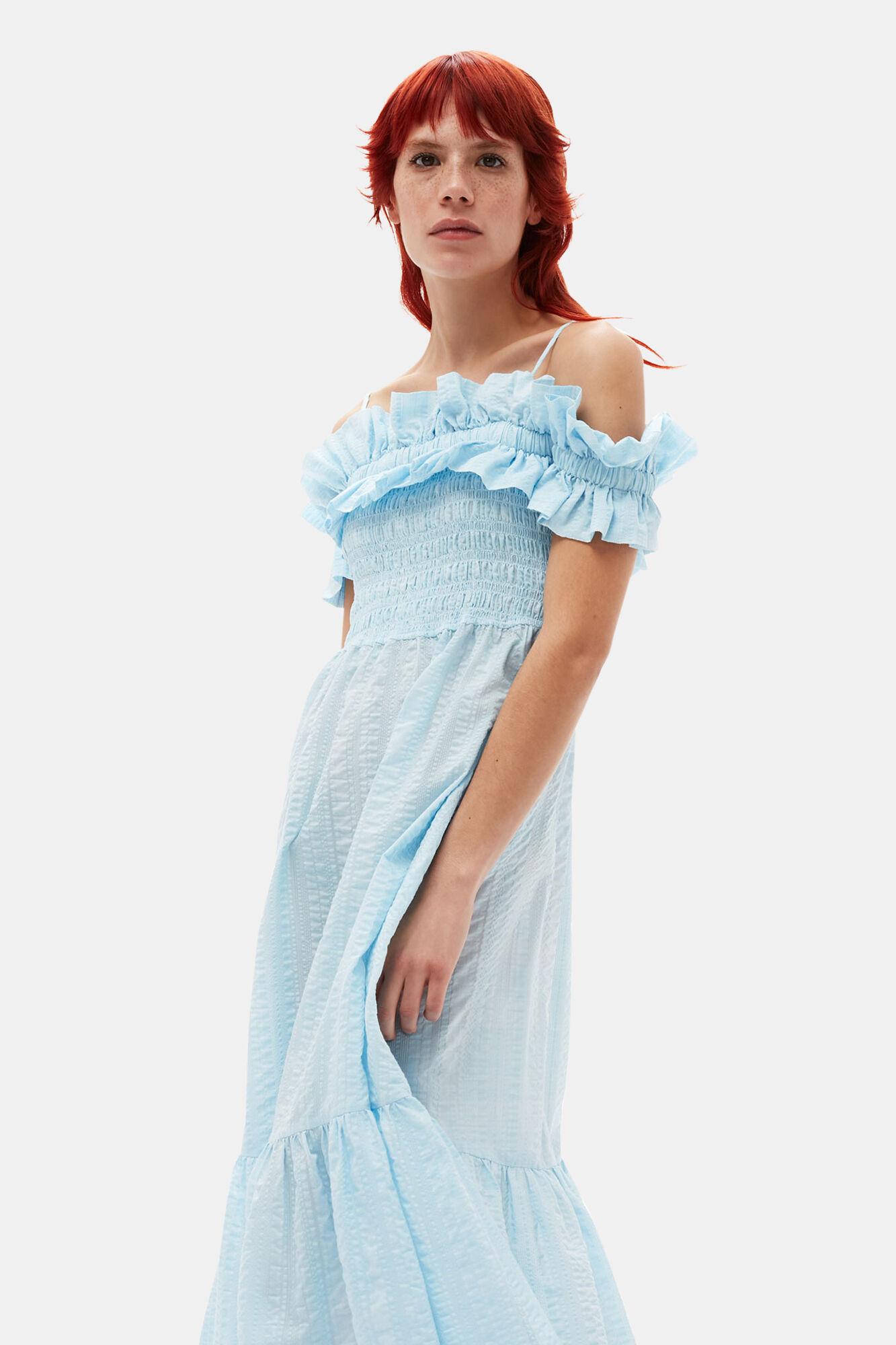 Seersucker Check Smock Maxi Dress Product Image