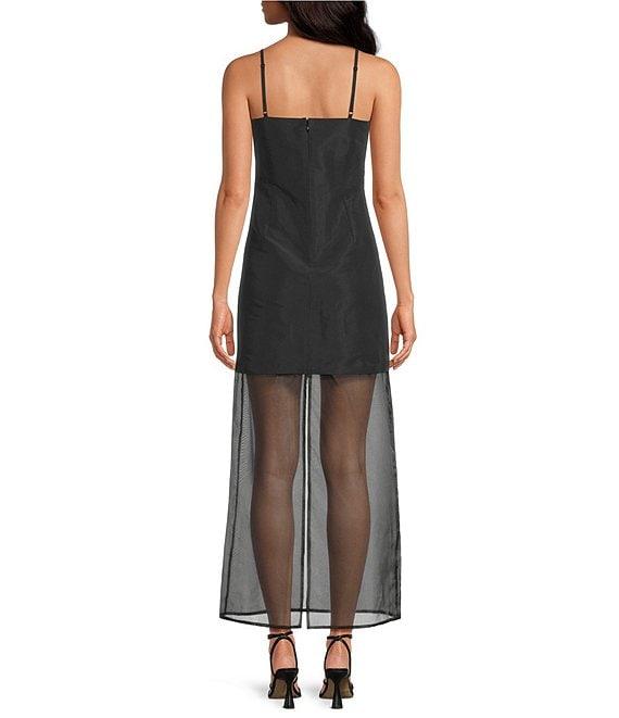 Gianni Bini Tara Organza Square Neck Sleeveless Drop Waist Midi Dress Product Image