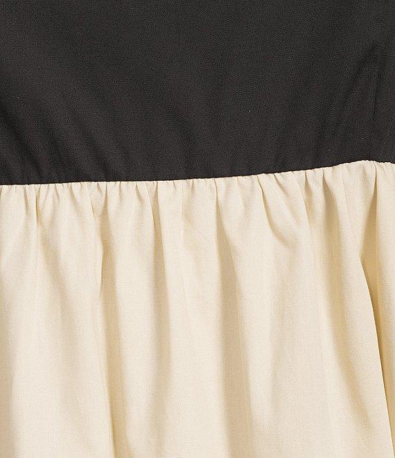 Steve Madden Emmaline Poplin Colorblock Square Neck Empire Waist Midi Dress Product Image